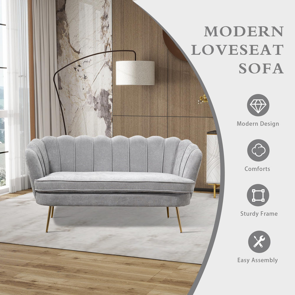 Light Grey Upholstered 2-Seater Loveseat V347382