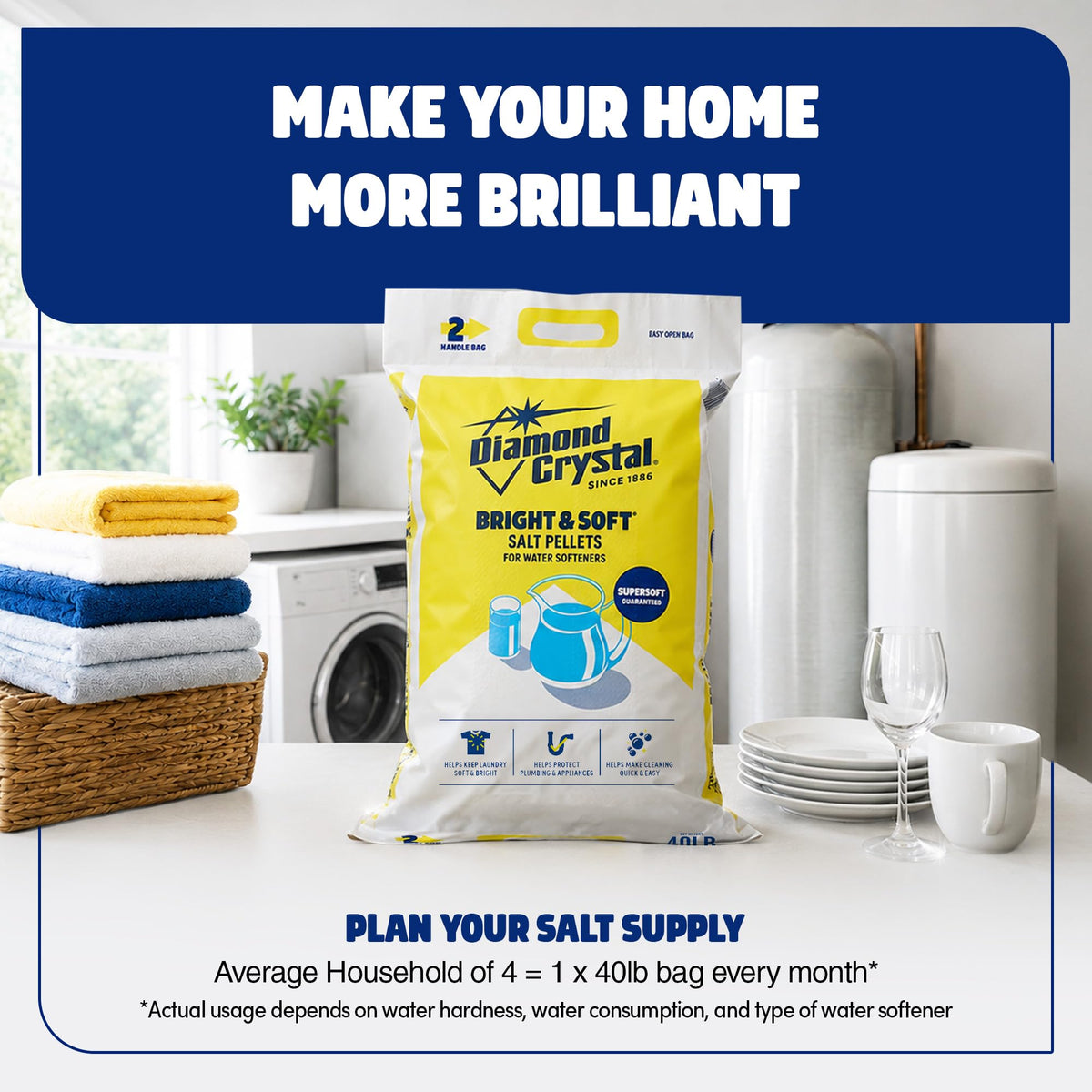 3 Pack Water Softener Salt Pellets, 40 Pounds S884