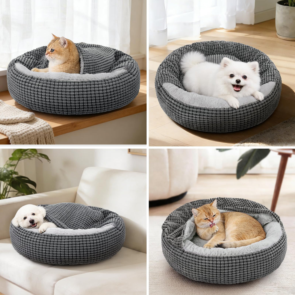Small Dog Bed with Attached Blanket, 23inch J3726