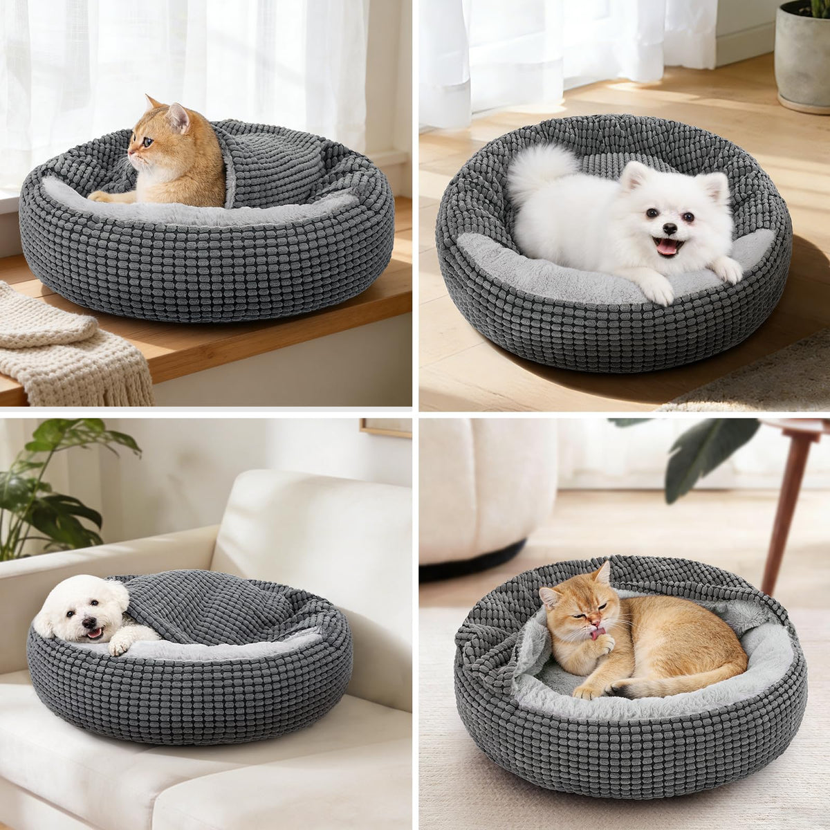 Small Dog Bed with Attached Blanket, 23inch J3726