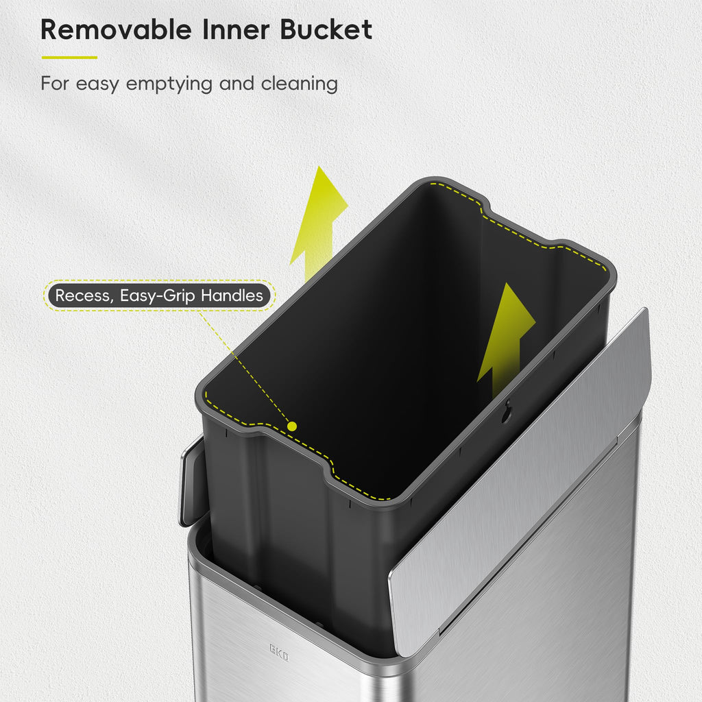 50L Stainless Steel Slim Step Trash Can E601