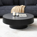 Matt Black Round Nesting Wood Coffee Table S596173