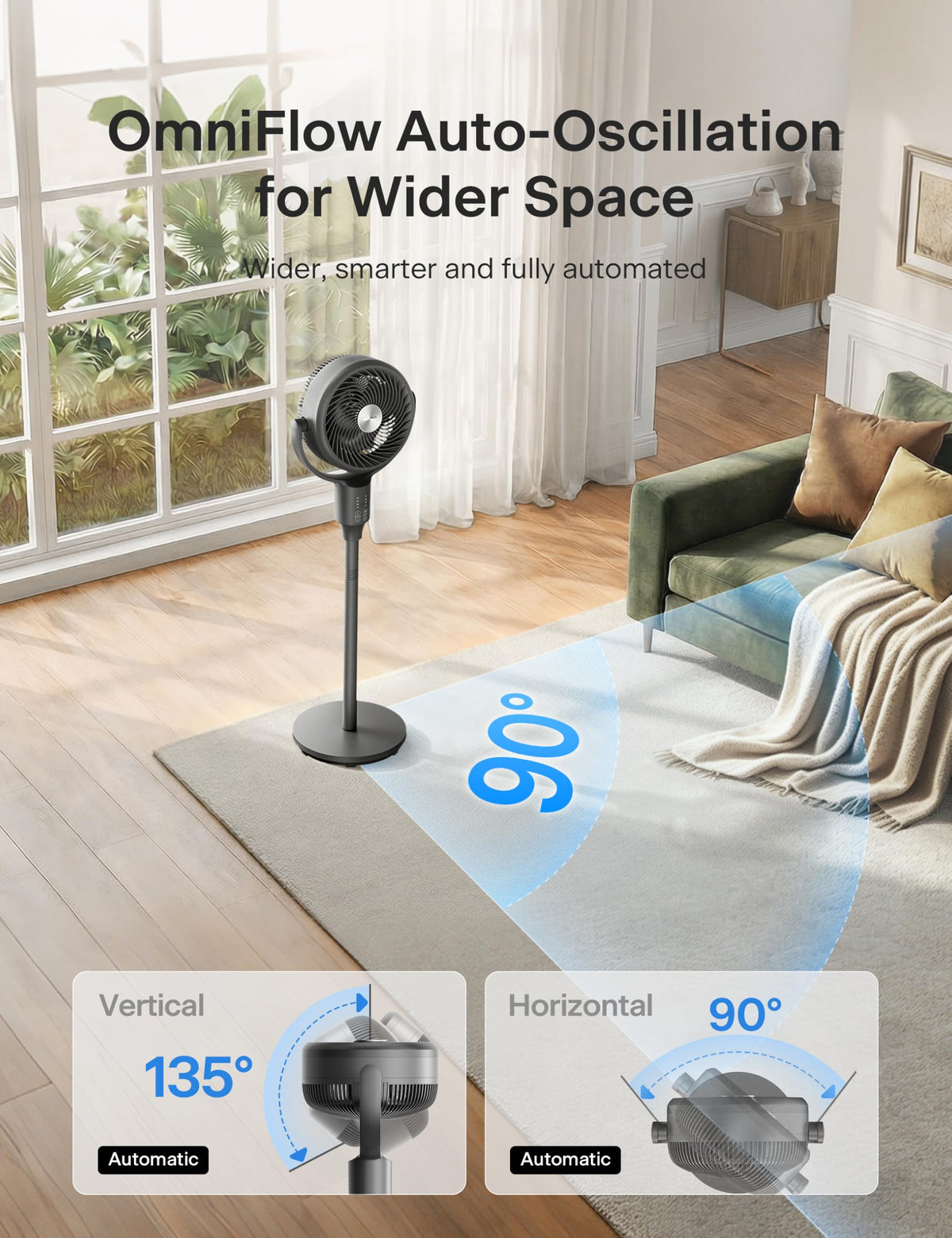 Grey Air Circulator Fan with Remote F2693