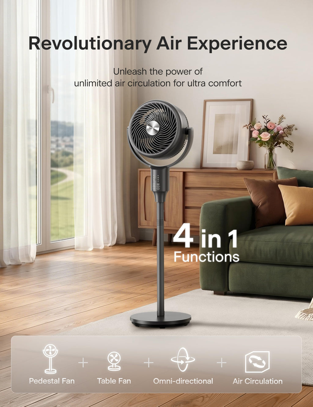 Grey Air Circulator Fan with Remote F2693
