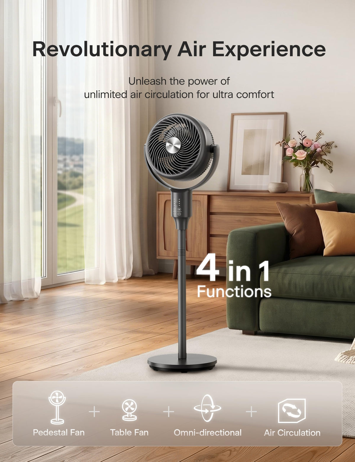 Grey Air Circulator Fan with Remote F2693