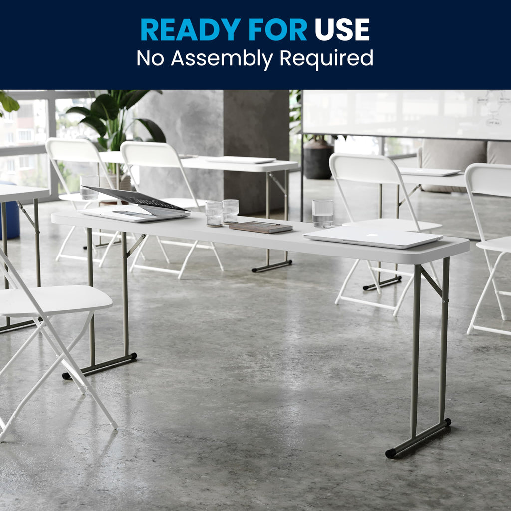 6-Foot Granite White Plastic Folding Training Table M69706