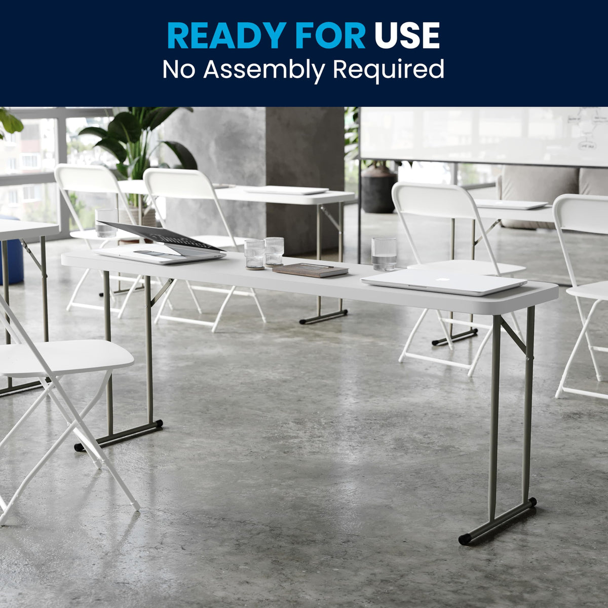 6-Foot Granite White Plastic Folding Training Table M69706