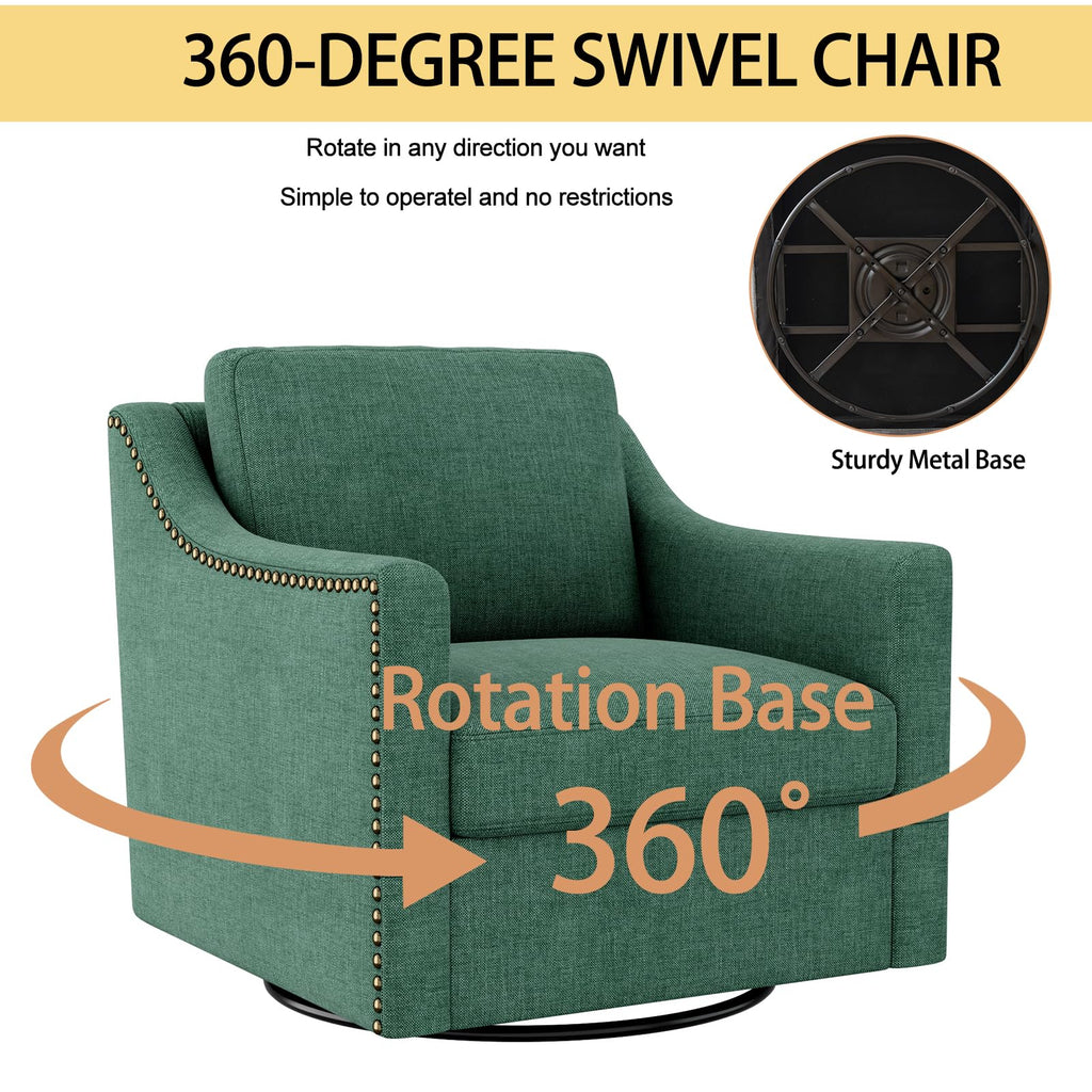 Swivel Accent Chair Set of 2 Green Armchair E28307