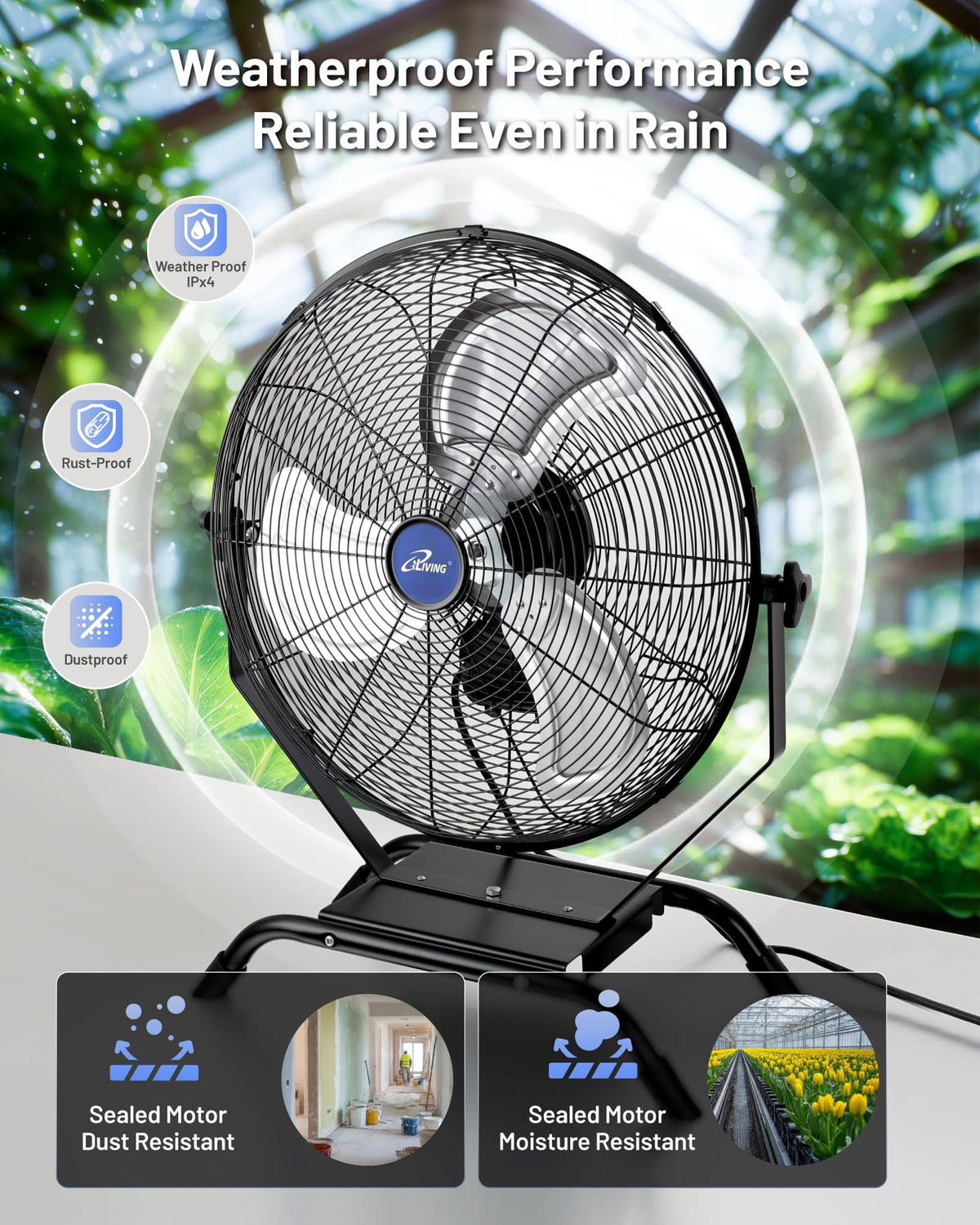20" Variable Speed Indoor/Outdoor Fan, 4650 CFM, Black S666996