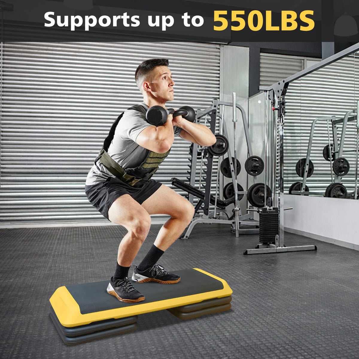 43'' Adjustable Exercise Stepper with 4 Detachable Risers T810881