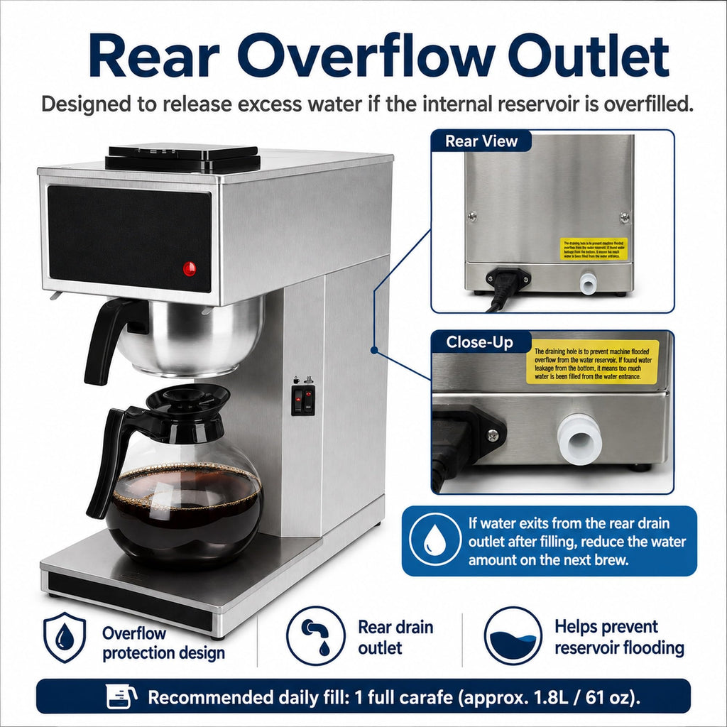 Commercial 12-Cup Stainless Steel Drip Coffee Maker with Dual Warmers Z51978