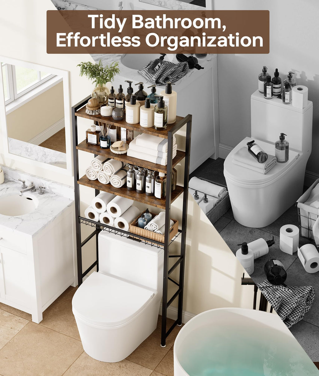 Brown 4-Tier Over-the-Toilet Storage Rack B813317