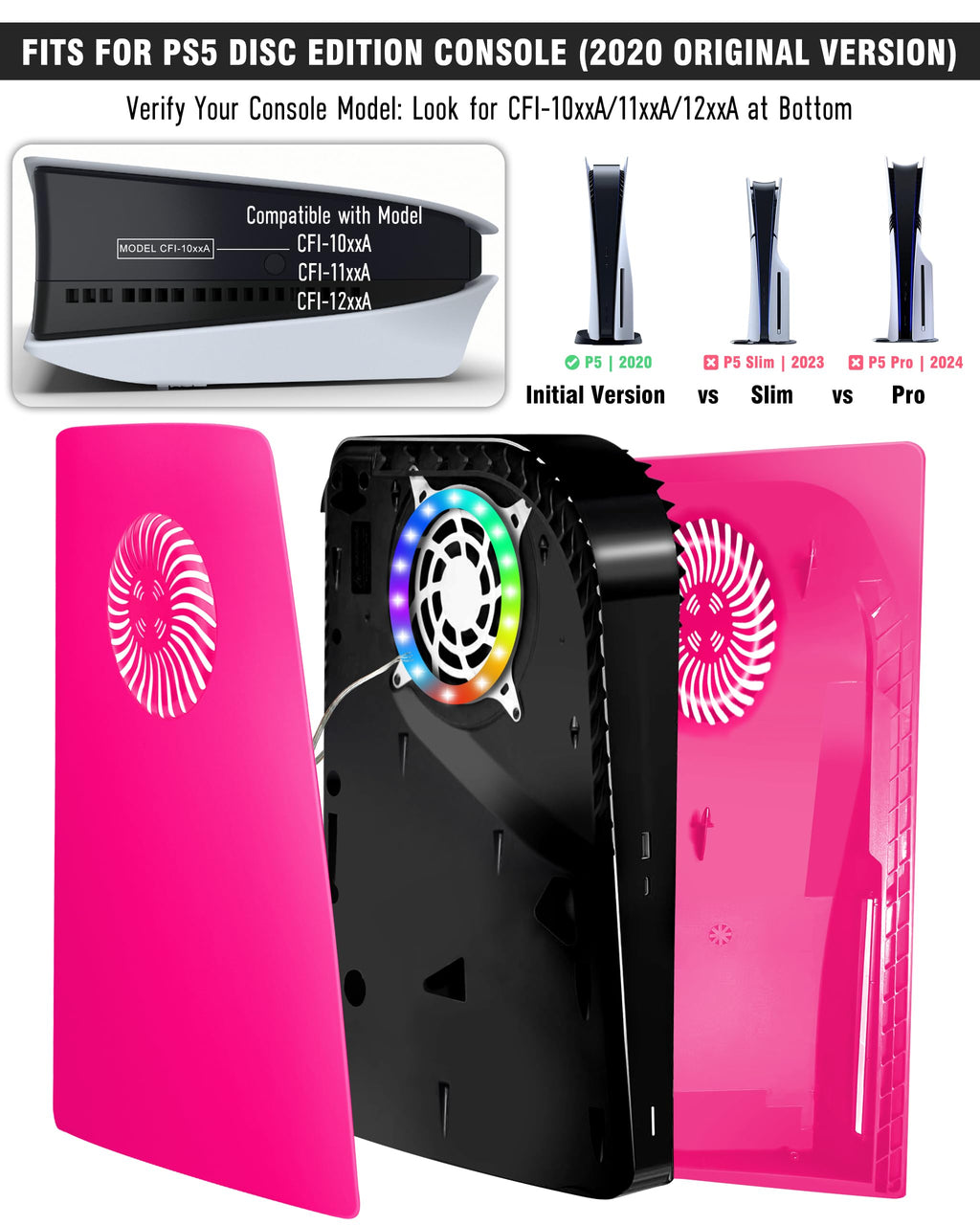 Nova Pink Vented Faceplate for PS5 Disc Edition Y27138