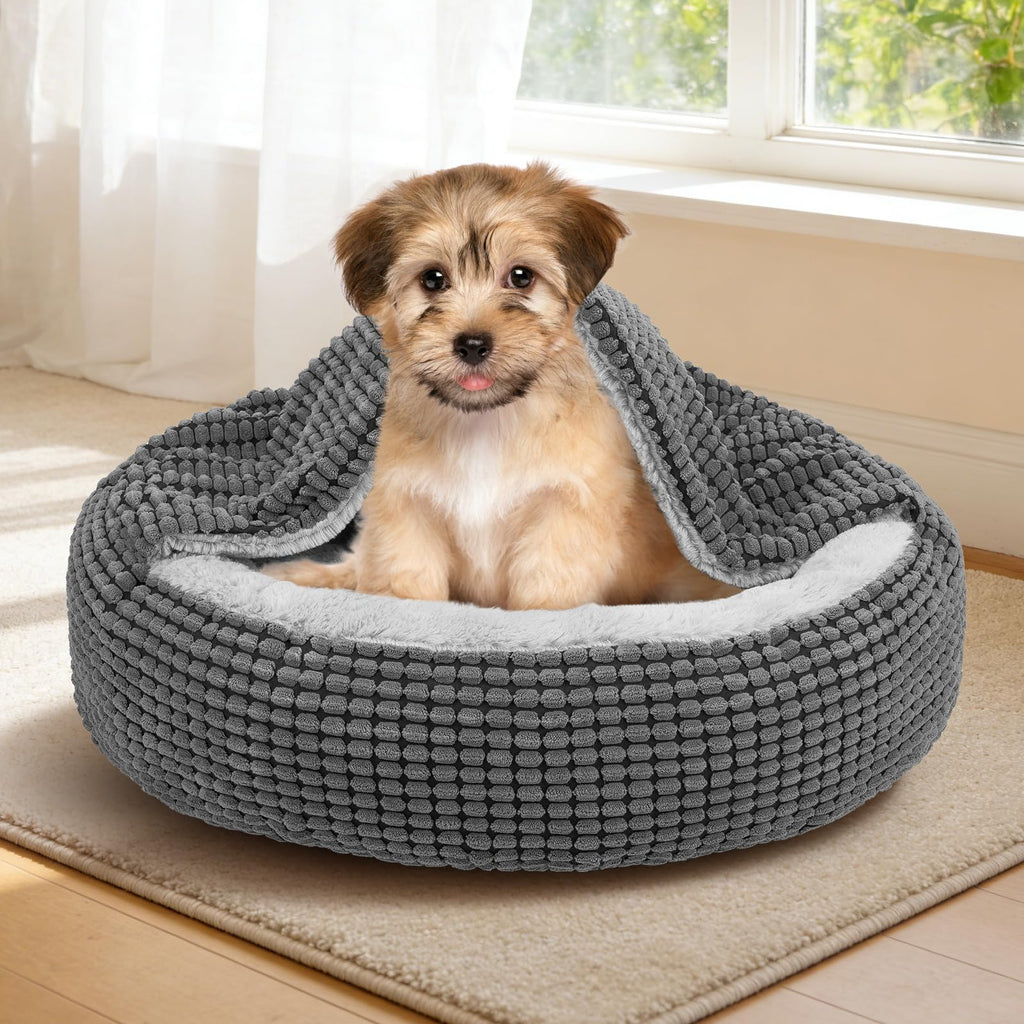Small Dog Bed with Attached Blanket, 23inch J3726