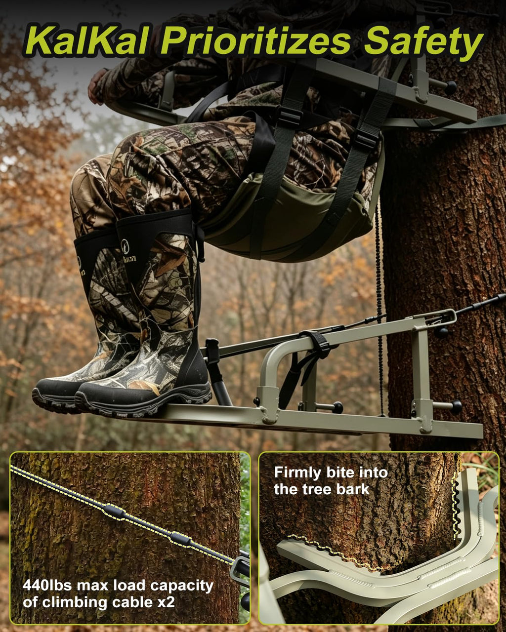 Climbing Tree Stand with Harness and Camo Seat Cushion O362