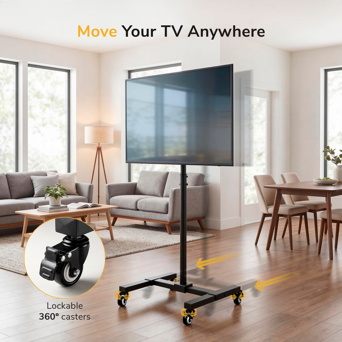 Black Mobile TV Stand with Locking Wheels Y590928