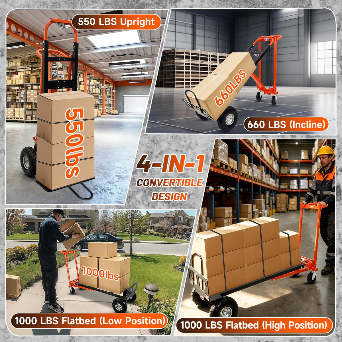 Heavy Duty Convertible Hand Truck with Wheels Z160