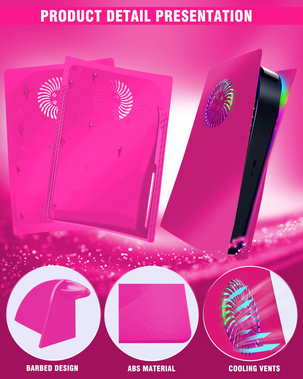 Nova Pink Vented Faceplate for PS5 Disc Edition Y27138
