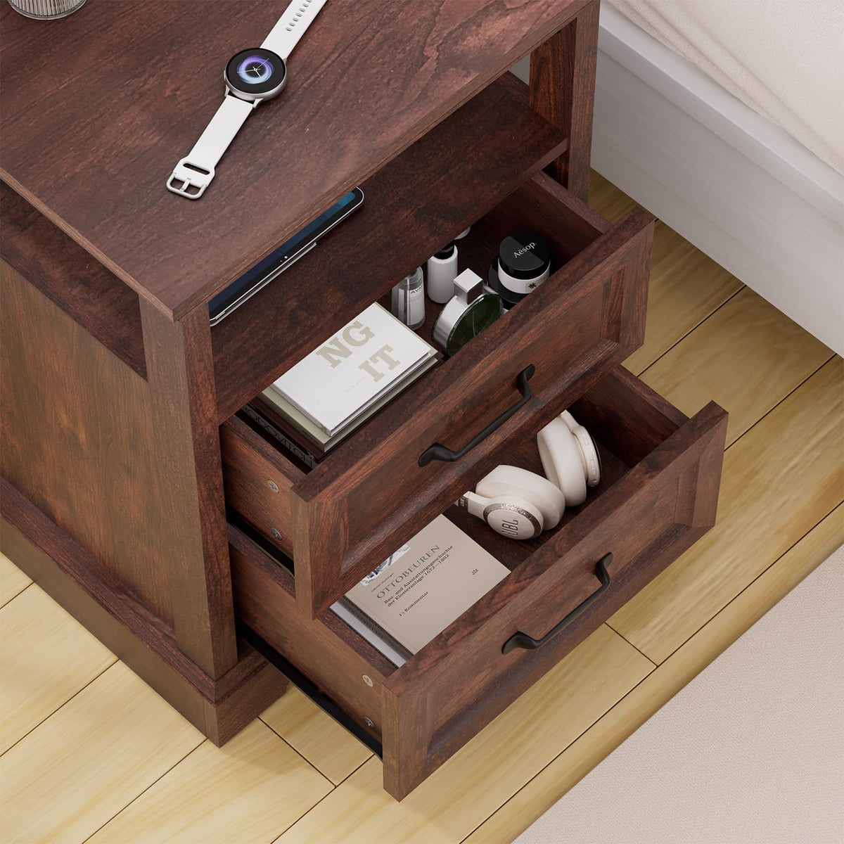 18'' Wood Nightstand with Charging Station S748199