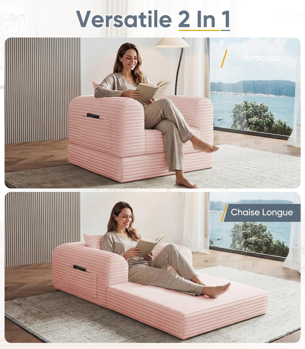 2 in 1 Convertible Sleeper Chair Folding Sofa Bed H3474