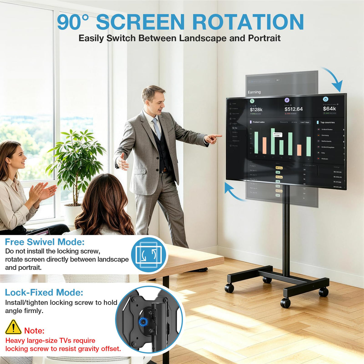 Rolling TV Stand for 13-50 Inch TVs J789