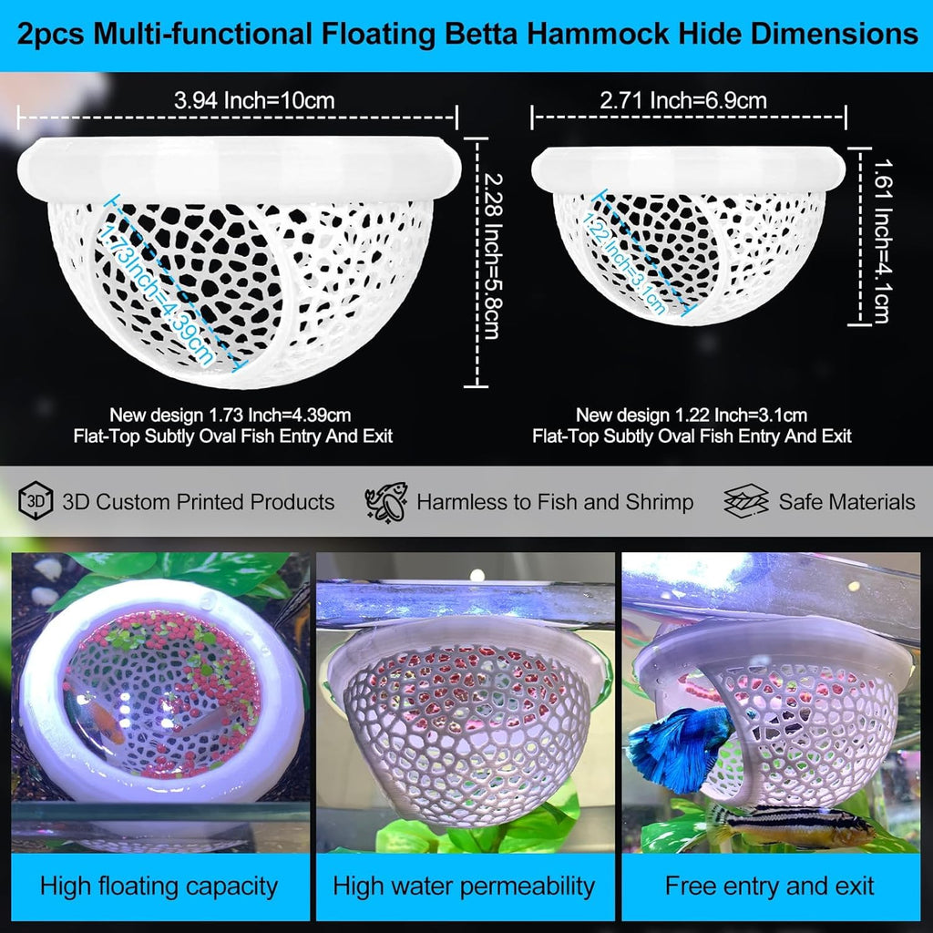 White Floating Betta Fish Hammock Bed and Hide Cave P577