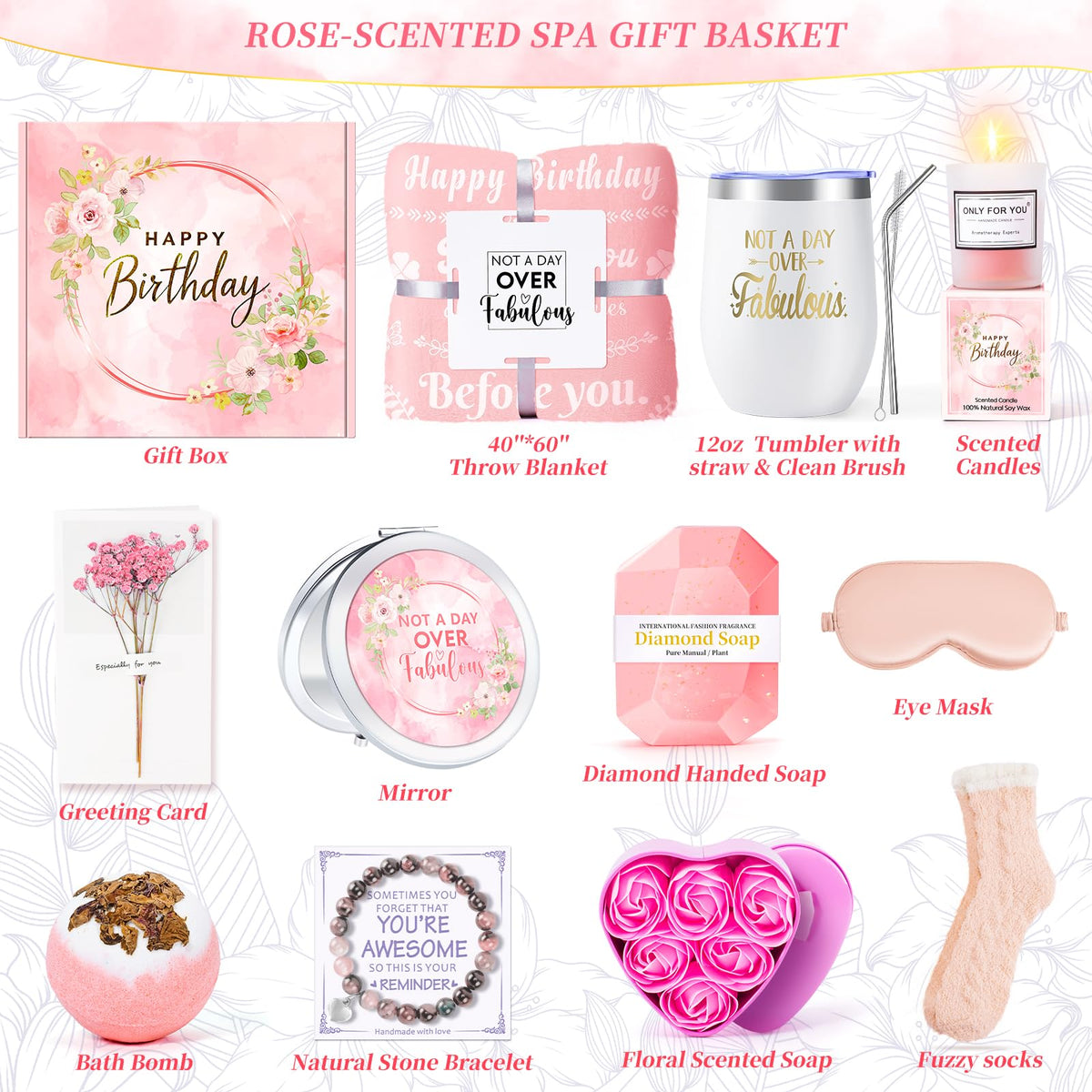 Pink 15 Pc Self Care Spa Gift Set I277