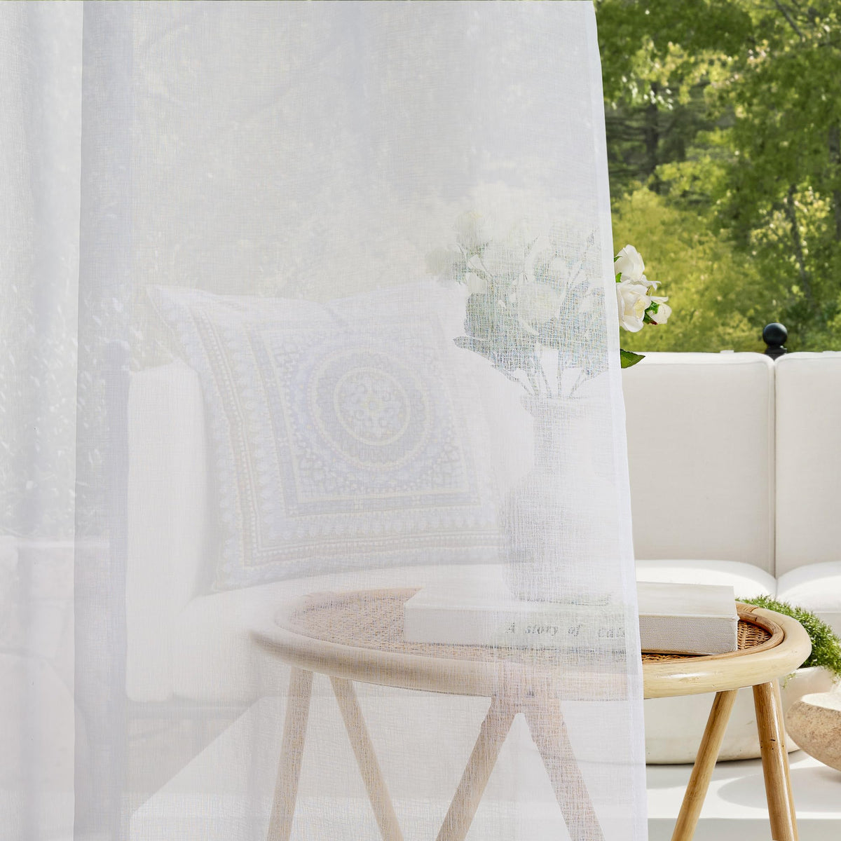 Waterproof Semi-Sheer Outdoor Curtains T373110