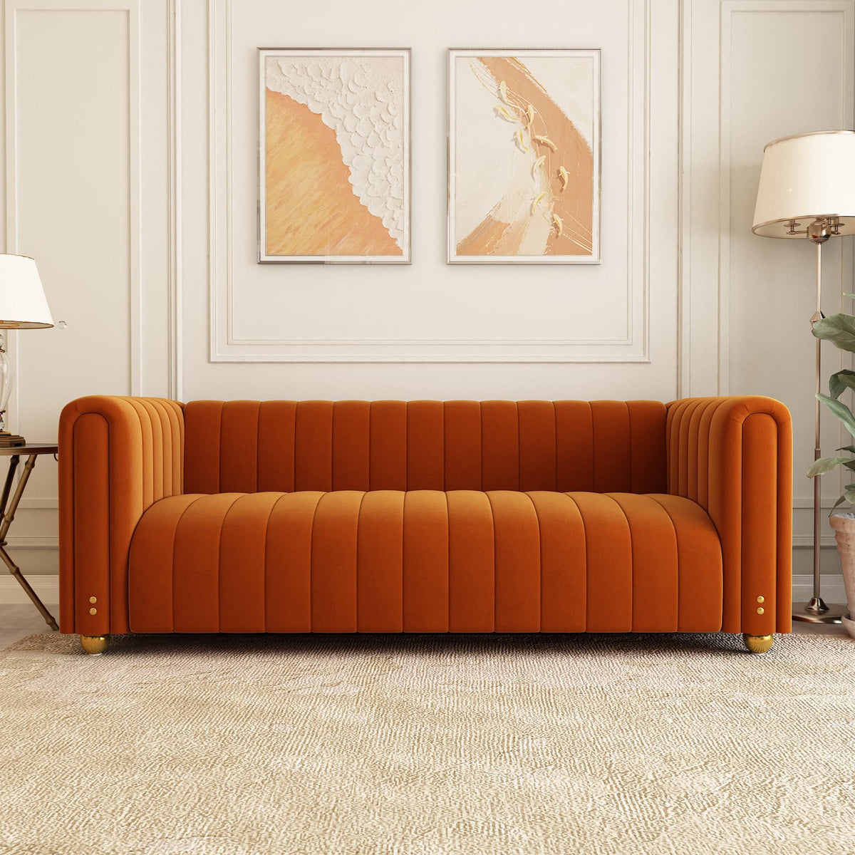 Velvet Sofa Set with Gold Metal Legs Z89850