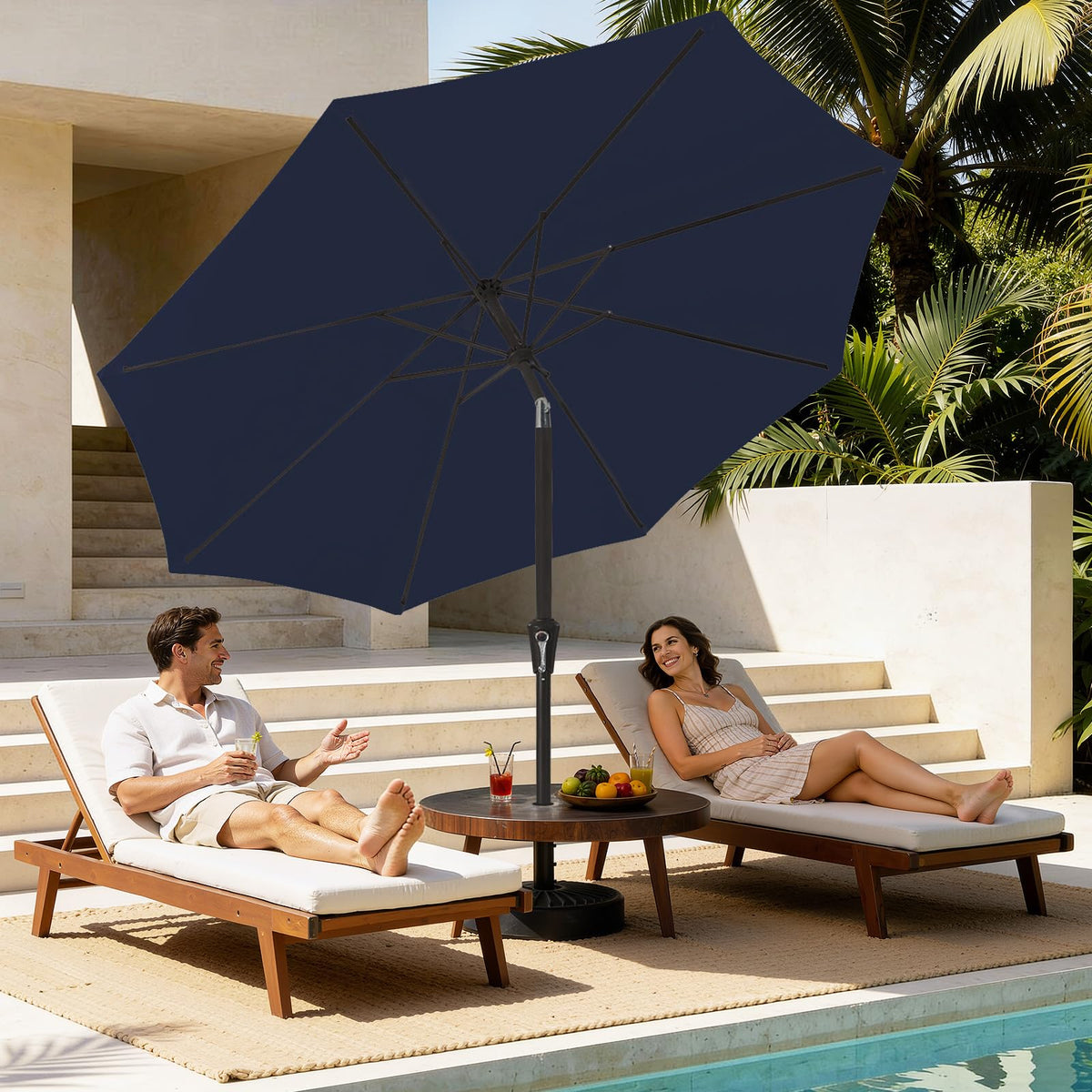 9ft Patio Umbrella with Push Button Tilt and Crank D297