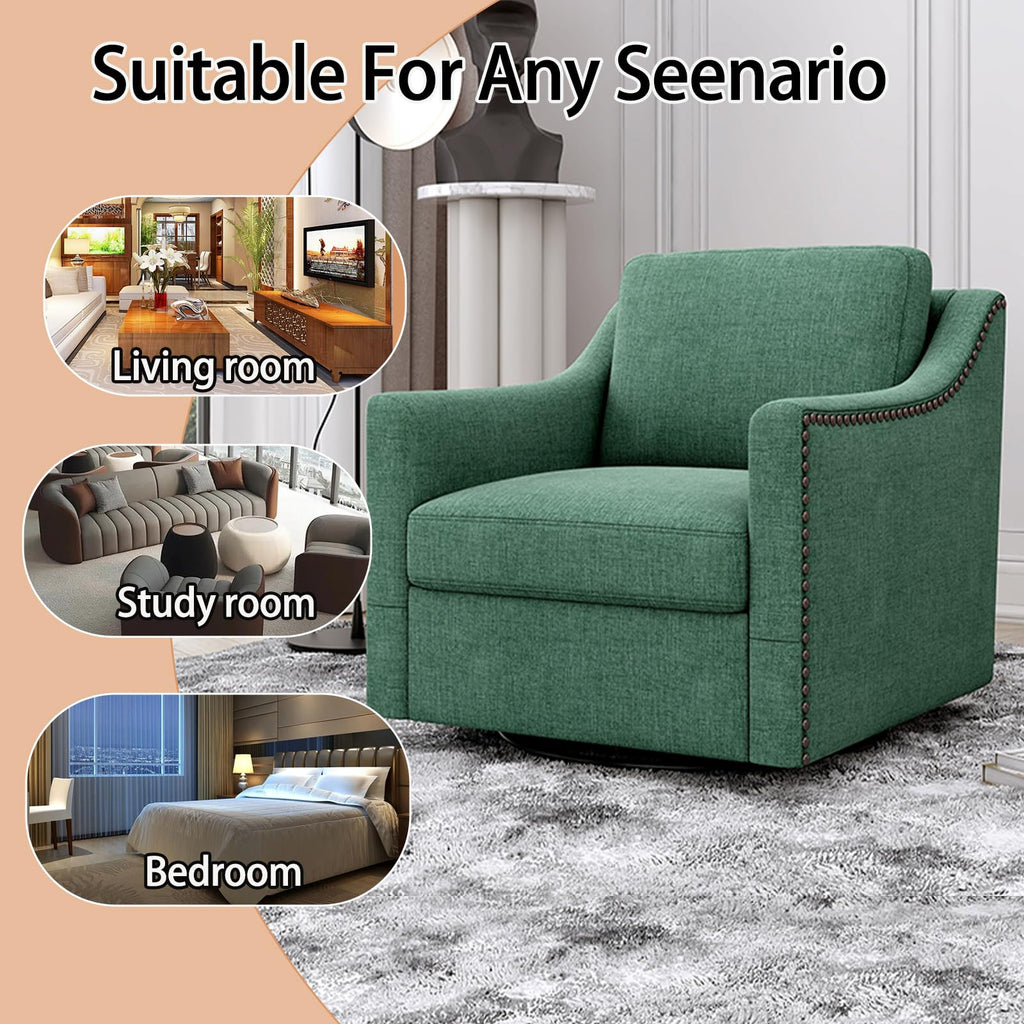 Swivel Accent Chair Set of 2 Green Armchair E28307