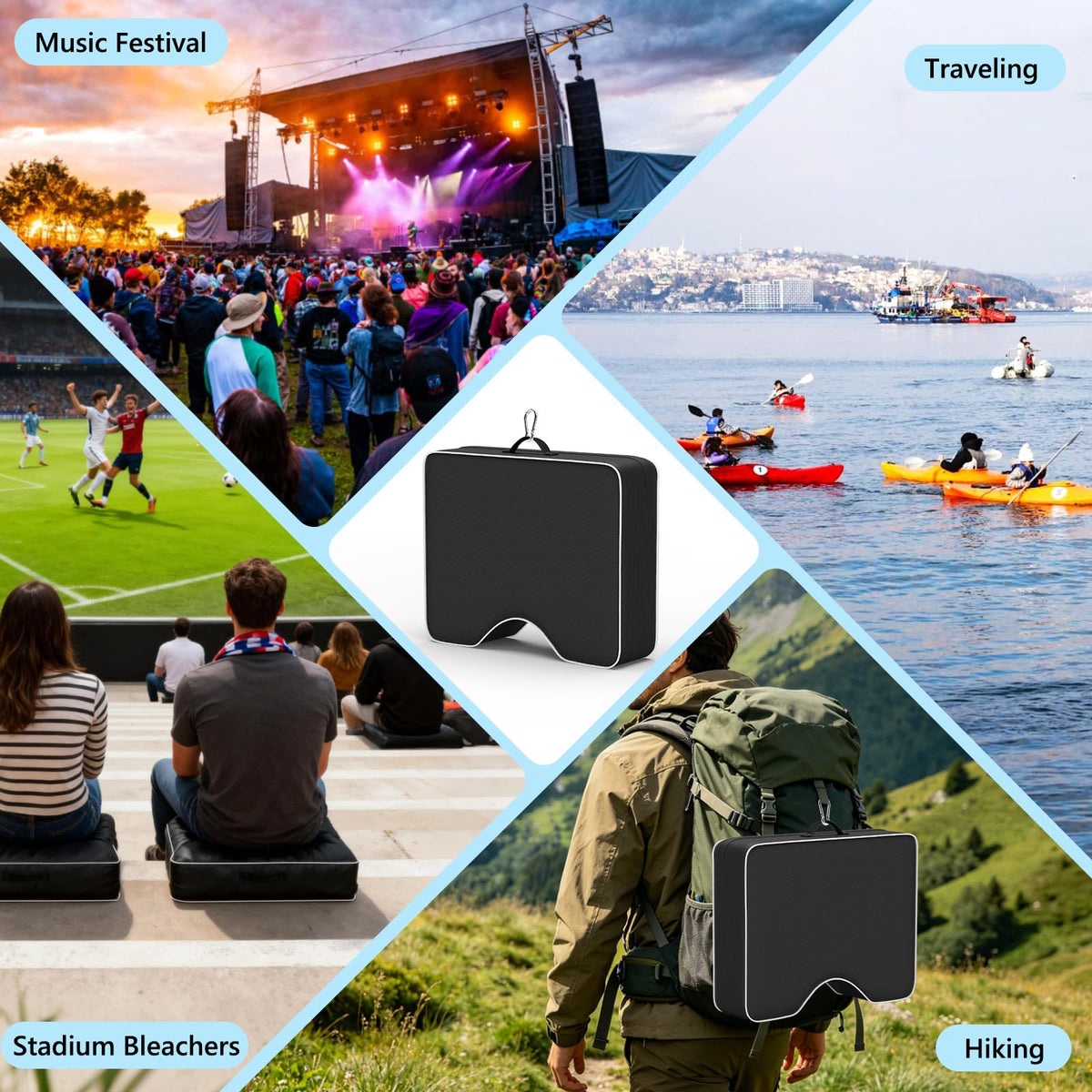 Waterproof Extra Thick 3.5" Portable Stadium Seat Cushions I455619