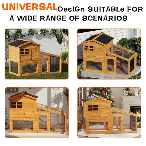 2-Story Wooden Rabbit Hutch with Run Q56584