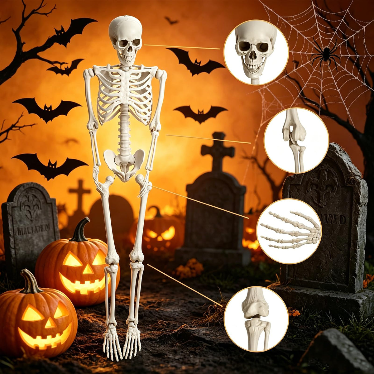 5.4FT Life Size Skeleton with Movable Joints P62390