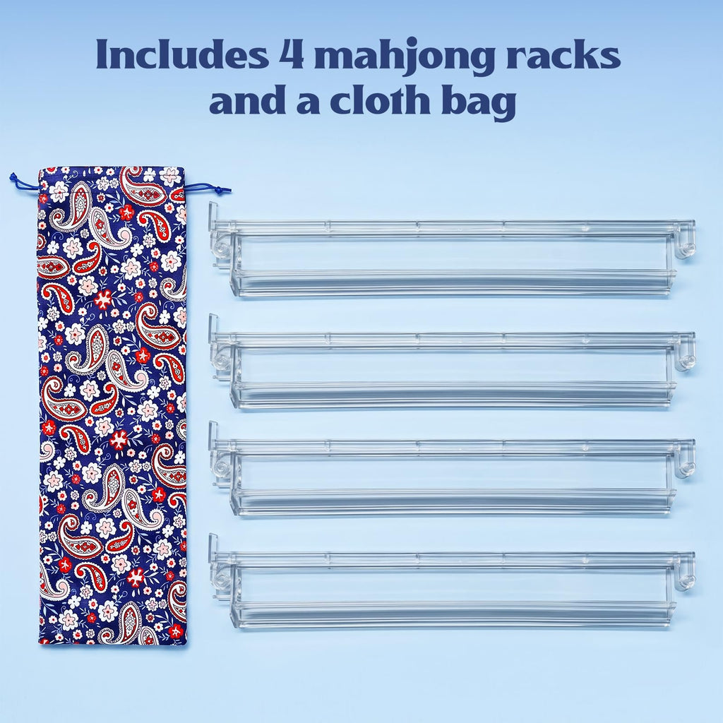 Clear Mahjong Racks with Pushers, 4-Pack M1427