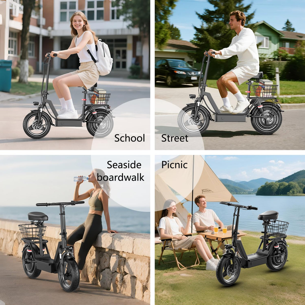 Foldable Electric Scooter with Seat R81378