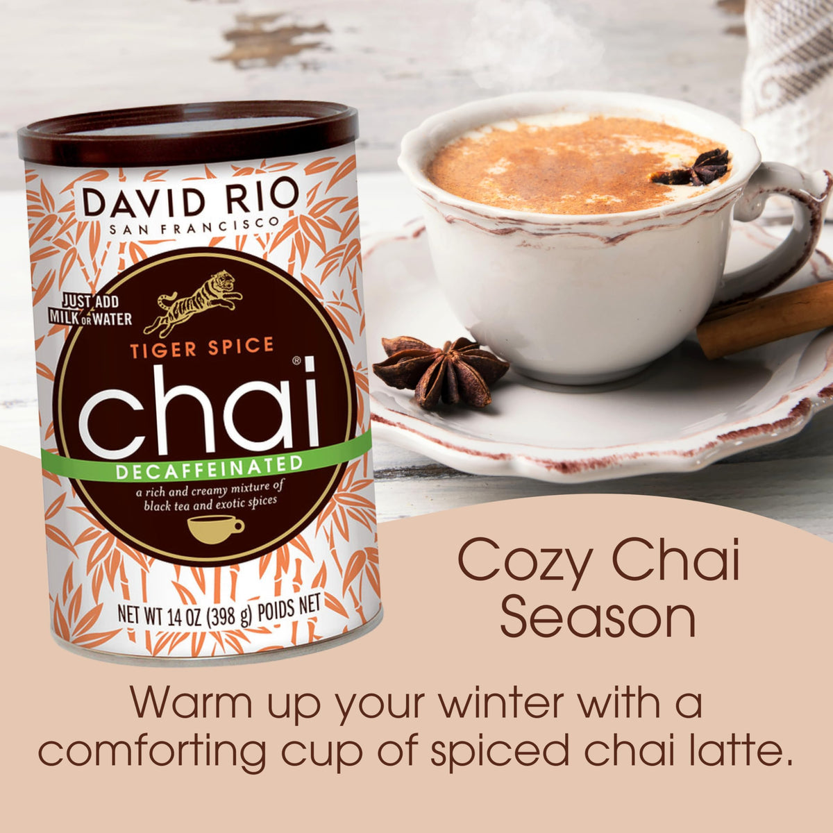 Decaffeinated Chai Tea Latte Mix, 14 Oz T32427