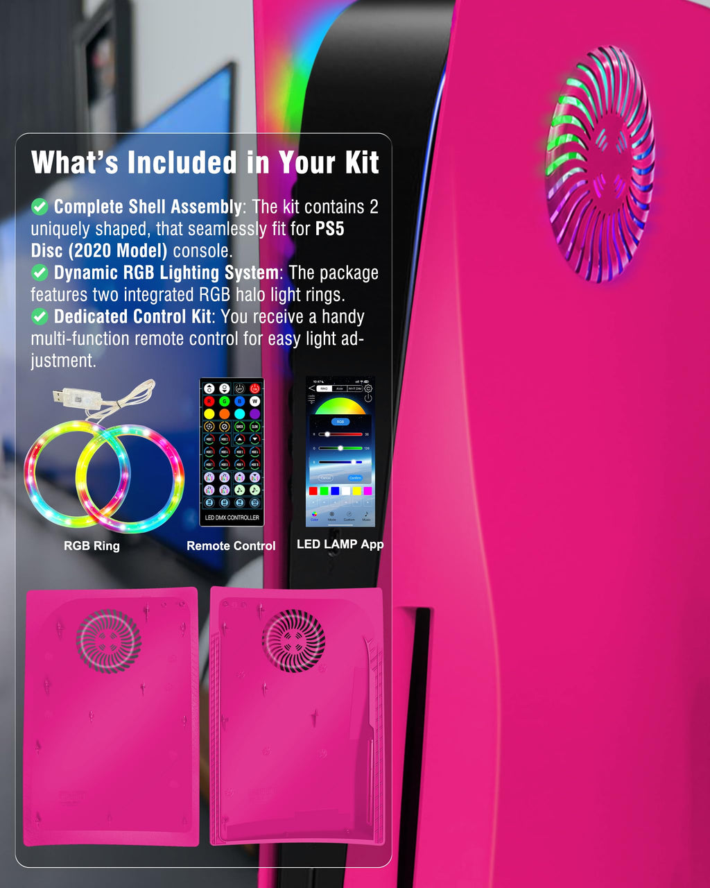 Nova Pink Vented Faceplate for PS5 Disc Edition Y27138
