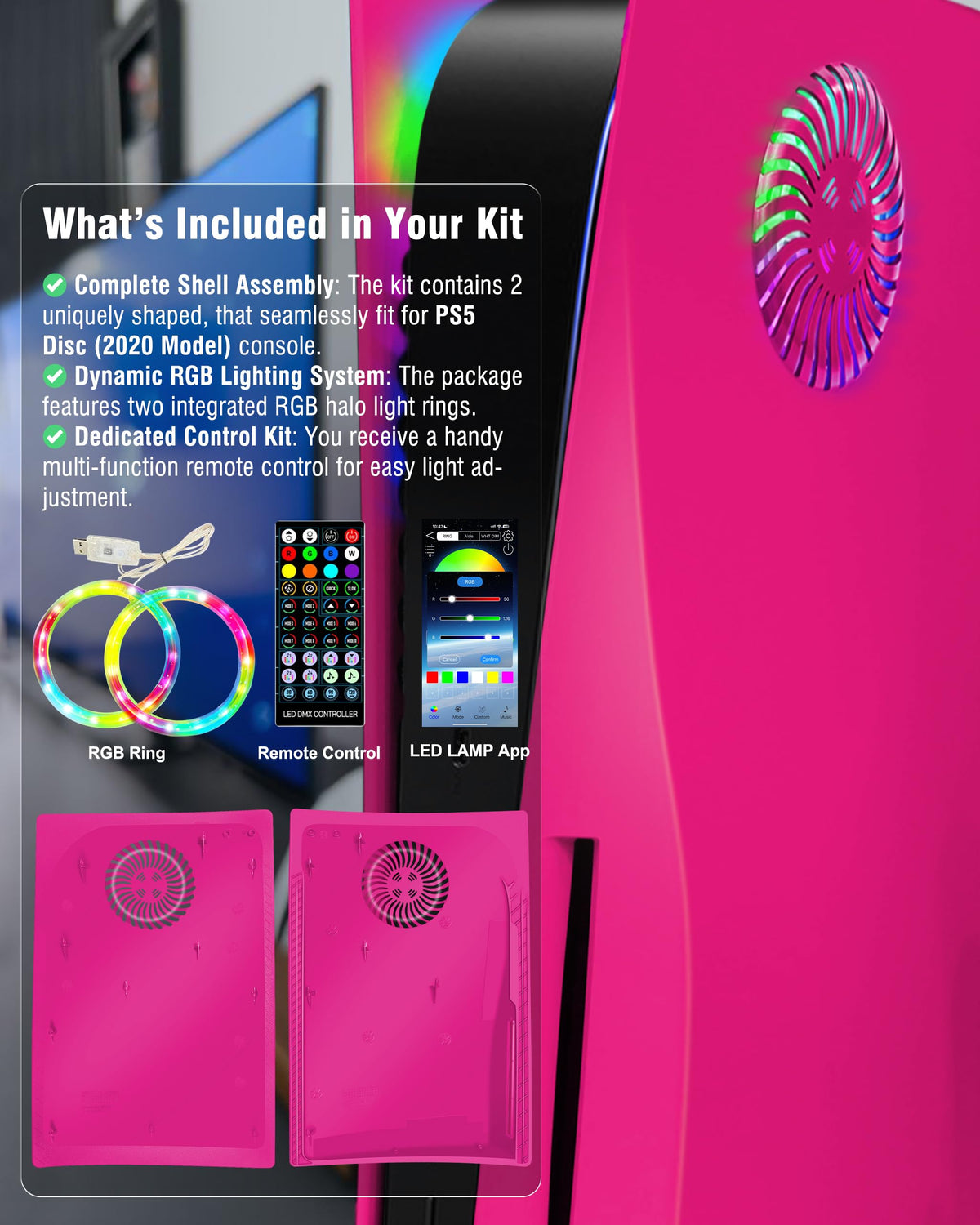 Nova Pink Vented Faceplate for PS5 Disc Edition Y27138