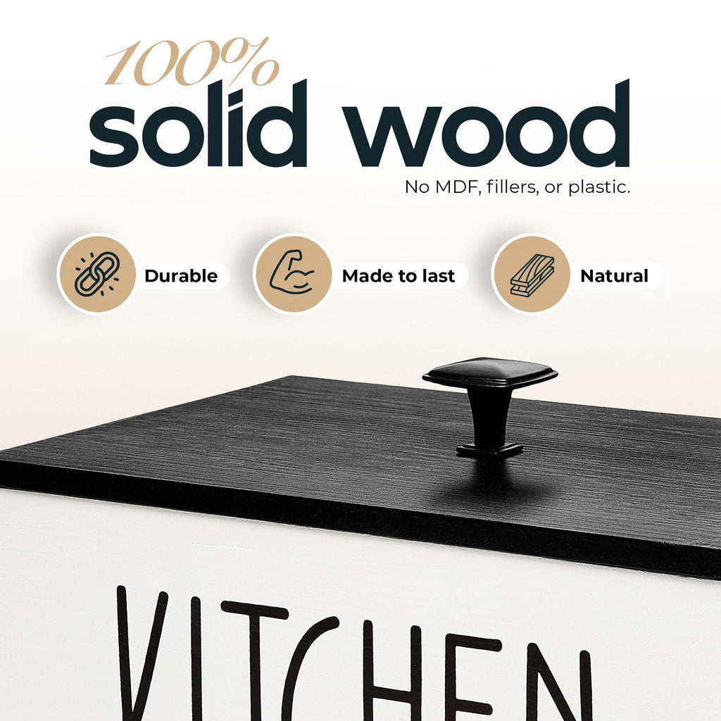 Solid Wood Kitchen Storage Bin with Lid Y403