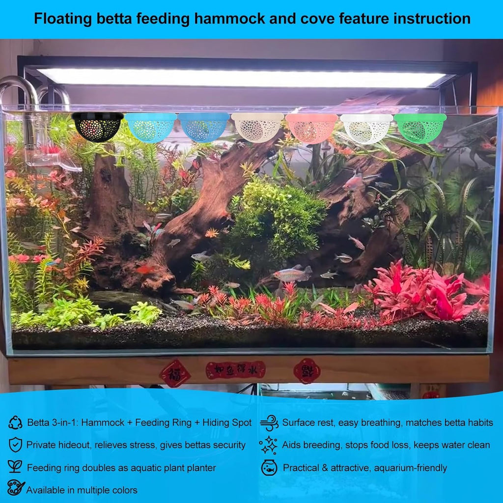 White Floating Betta Fish Hammock Bed and Hide Cave P577