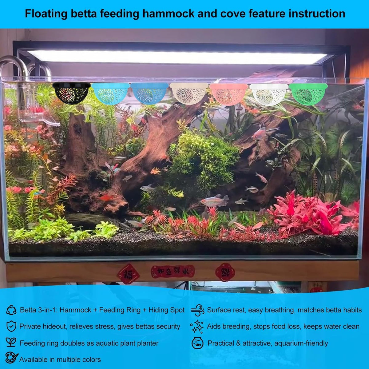 White Floating Betta Fish Hammock Bed and Hide Cave P577