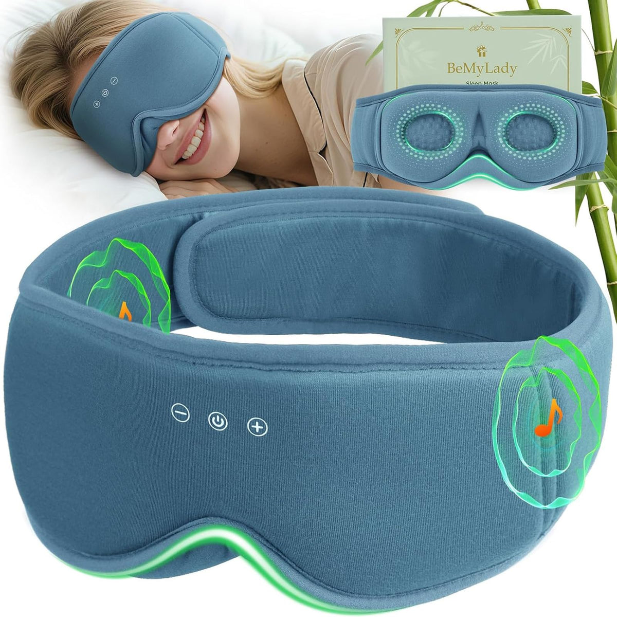 Bamboo Cotton Sleep Mask with Bluetooth Headphone Y4496