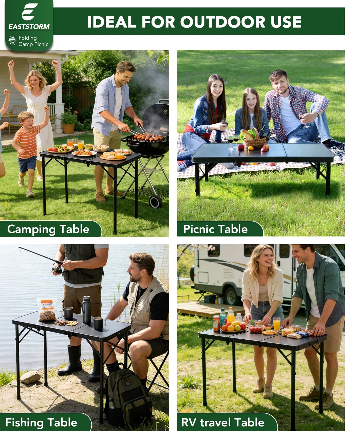 Small Folding Camping Table Black N870528