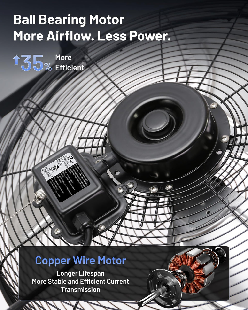 20" Variable Speed Indoor/Outdoor Fan, 4650 CFM, Black S666996