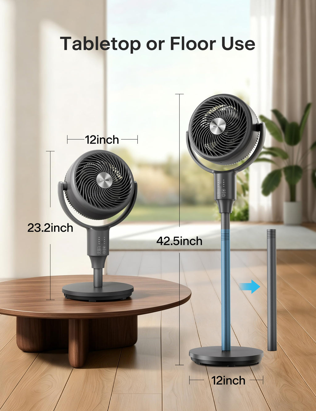 Grey Air Circulator Fan with Remote F2693
