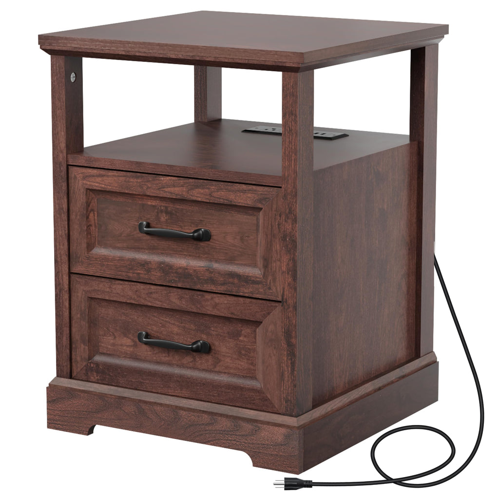 18'' Wood Nightstand with Charging Station S748199