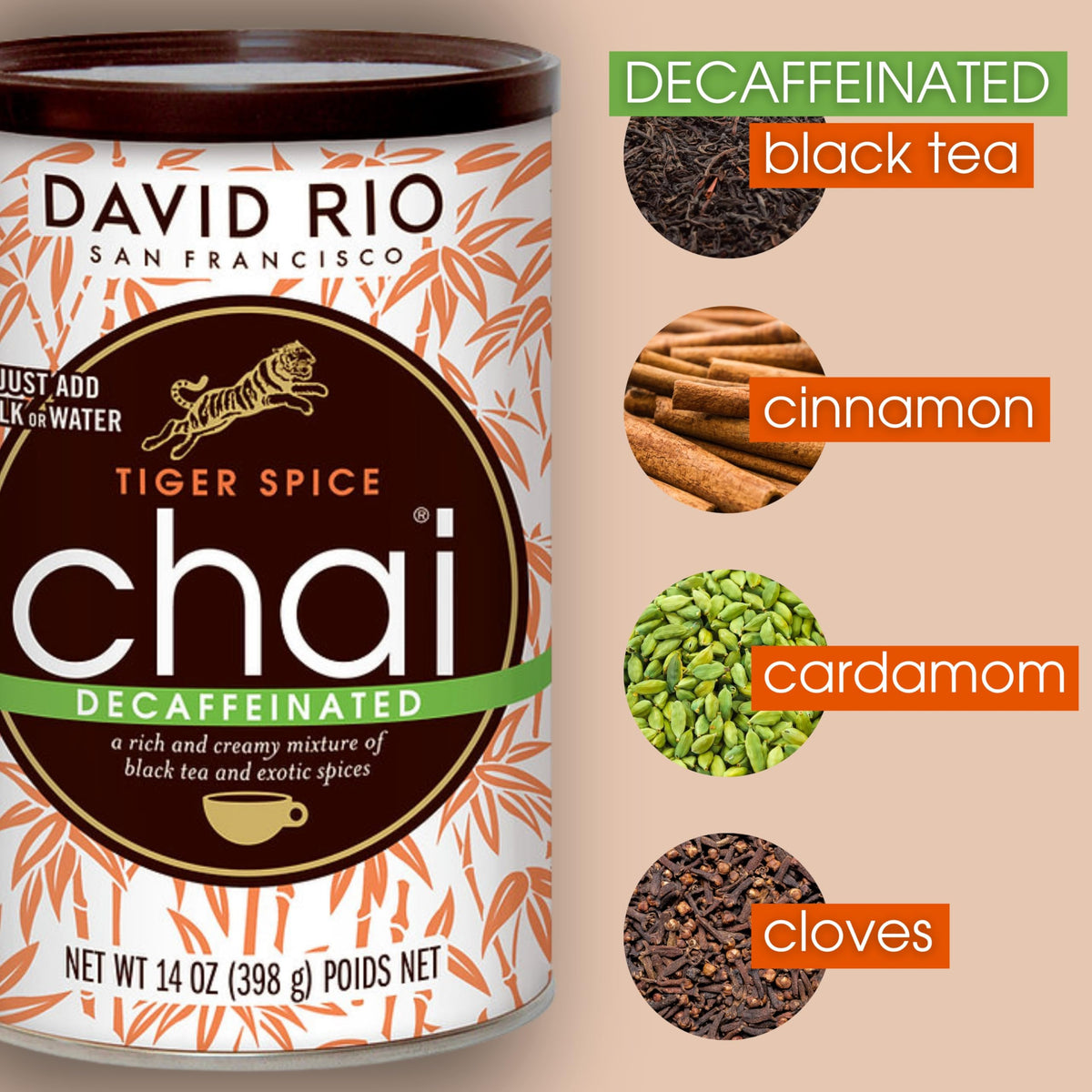 Decaffeinated Chai Tea Latte Mix, 14 Oz T32427