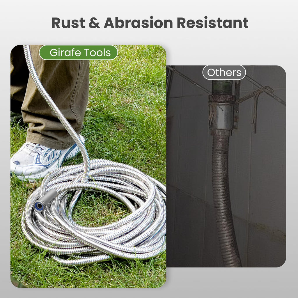 100ft Stainless Steel Garden Hose with Spray Nozzle E28465