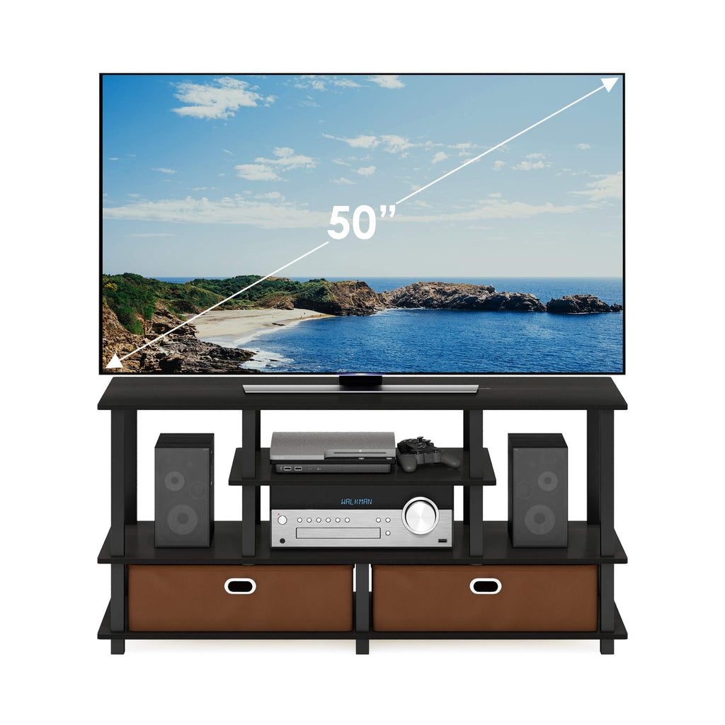 Black Espresso 4-Tier TV Stand with 2 Storage Bins B70341